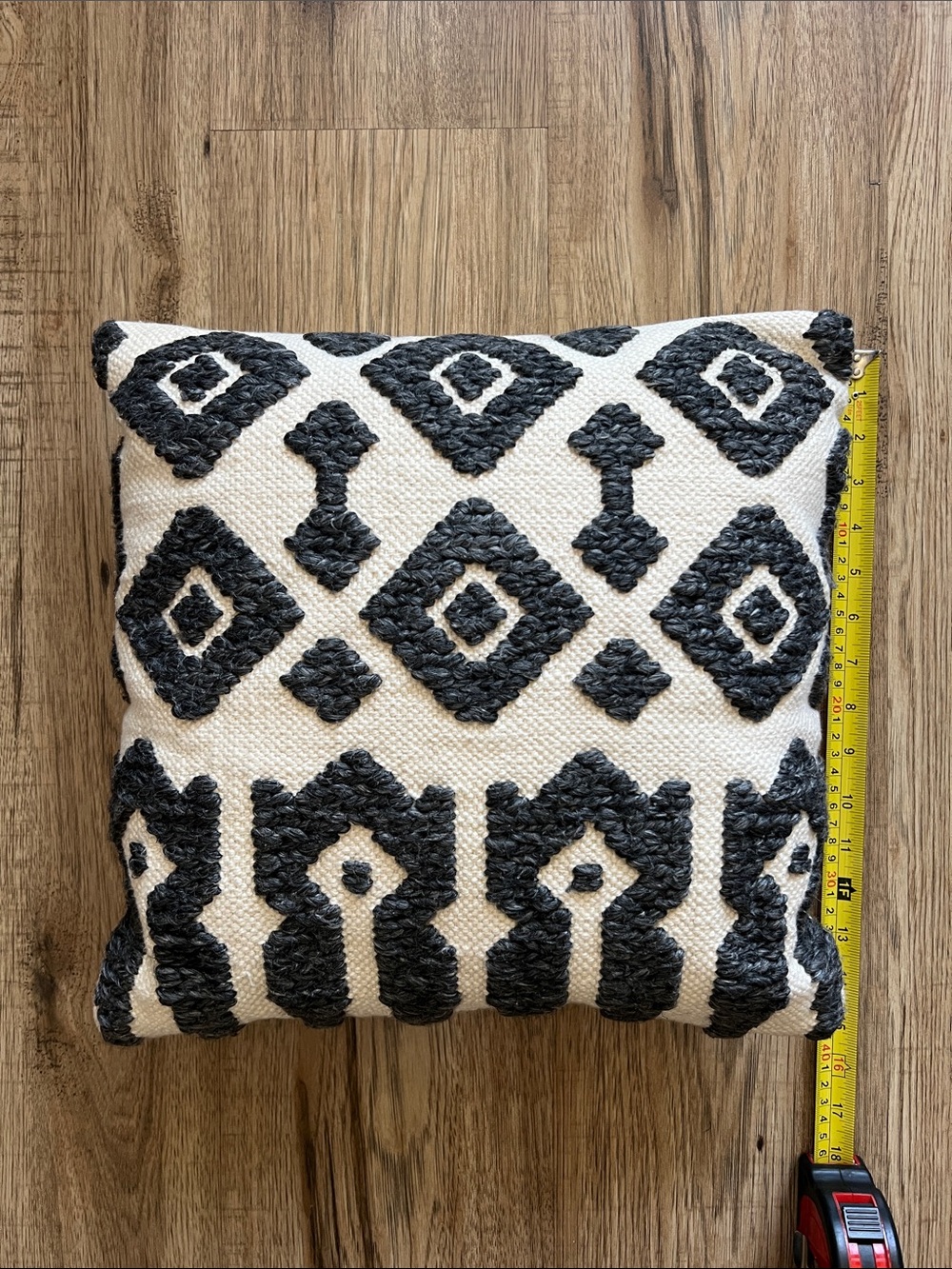 CB2 Black and White Geometric Textured Throw Pillow
